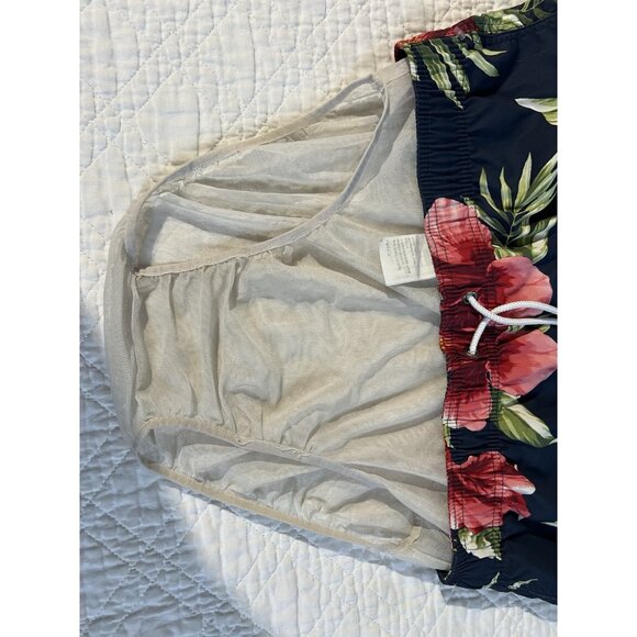 Abercrombie Fitch Mens Swimsuit Medium Navy Pink Floral Hawaiian Board Shorts - Picture 11 of 12